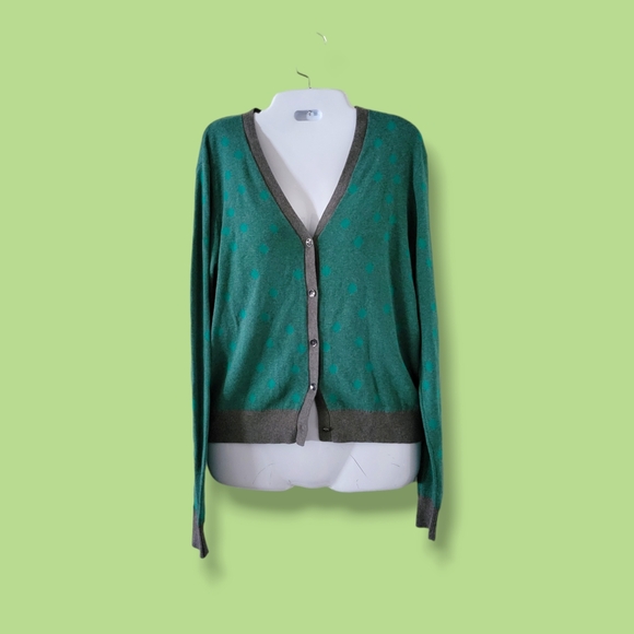 CAbi | Cute Green/Gray Polka Dot Button-Down Cardigan (SIZE M) - Picture 1 of 10